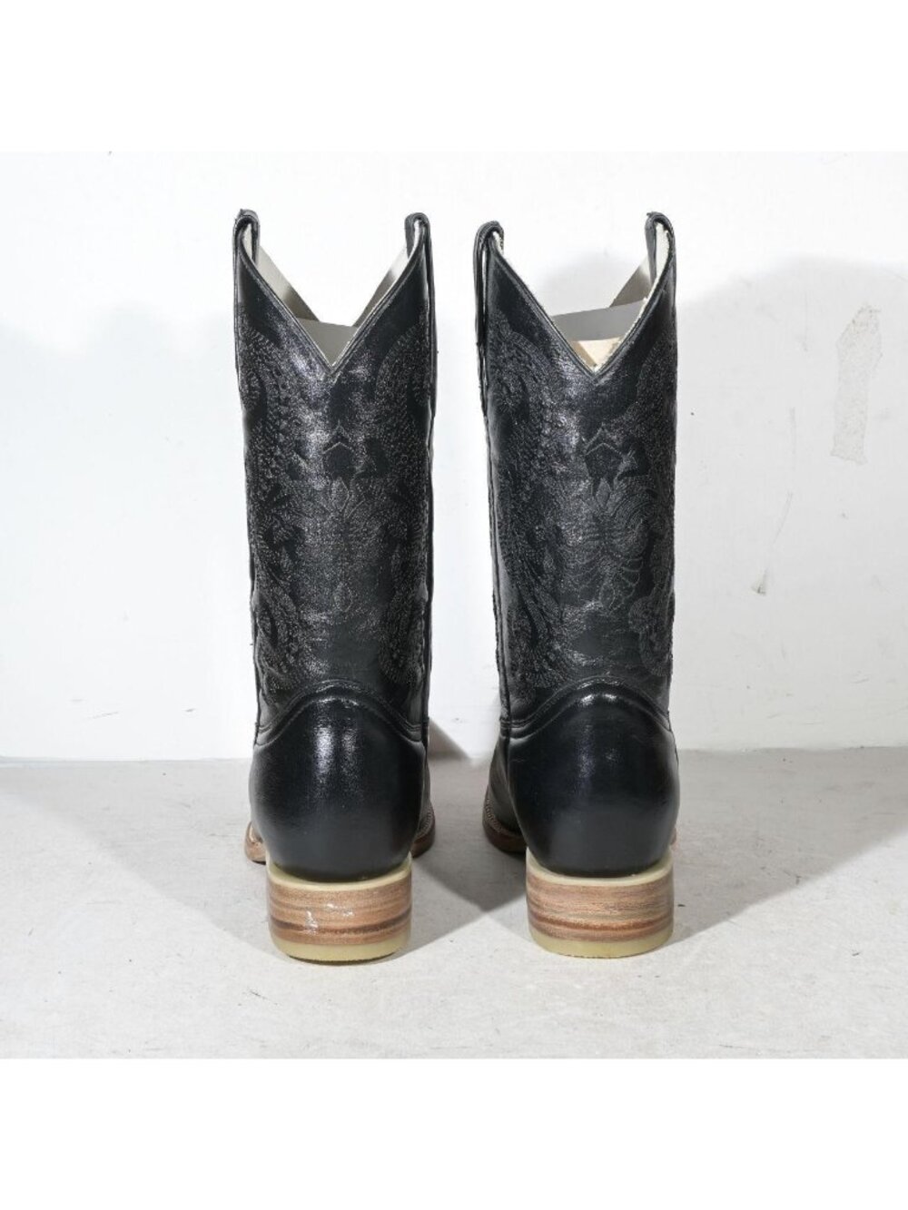 Vintage Black Leather Western Cowboy Boots Deadstock New in Box Men's 8.5 Women' - Picture 4 of 7